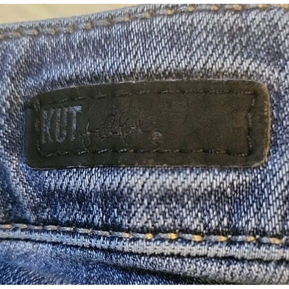 Kut from the Kloth Women 8 Catherine Blue M LowRise Straight Leg Jean Distressed - Picture 5 of 9
